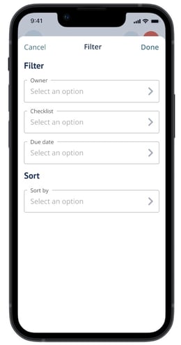 Task filtering and sorting options
