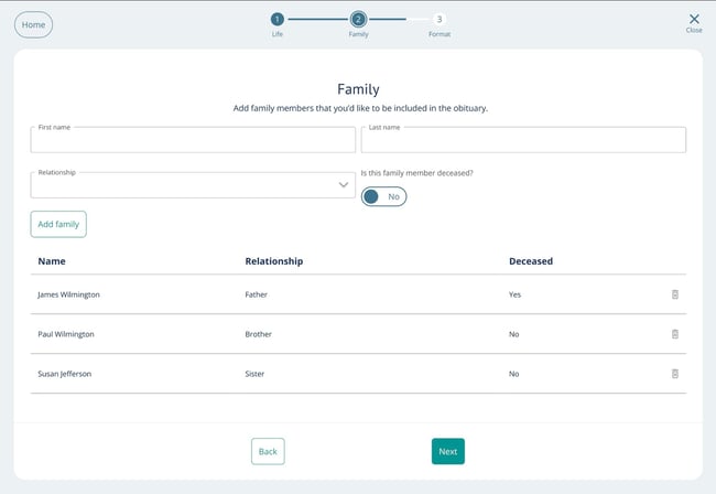 Family page in Planning Center