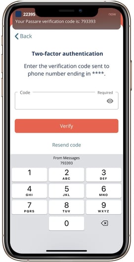 2FA using SMS code in mobile app