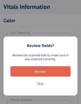 Review fields prompt
