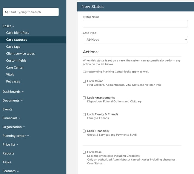 Case status action items 