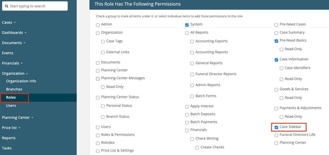 Case Sidebar permission