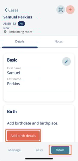 Vitals page