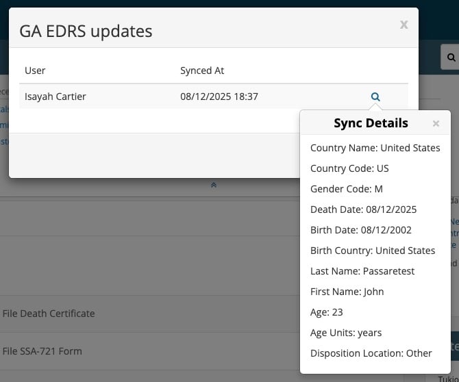 GA EDRS Sync Details