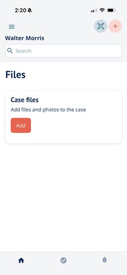 Add Case Files button on Case Files page