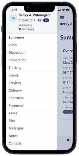 Case page menu