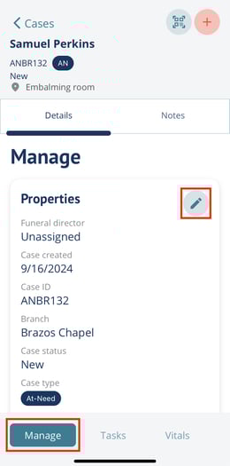 Manage page