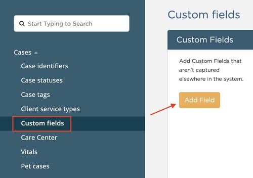 Add field button in Custom fields