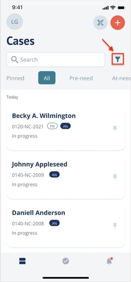 Filter icon with no filter applied