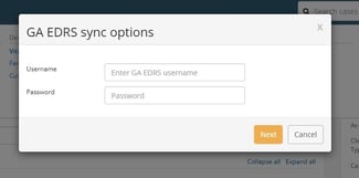 GA EDRS username and password modal