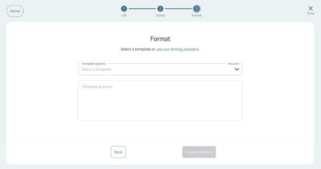 Template option in Format section in Planning Center