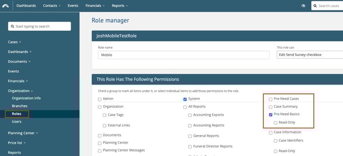 Pre-need Basics permission