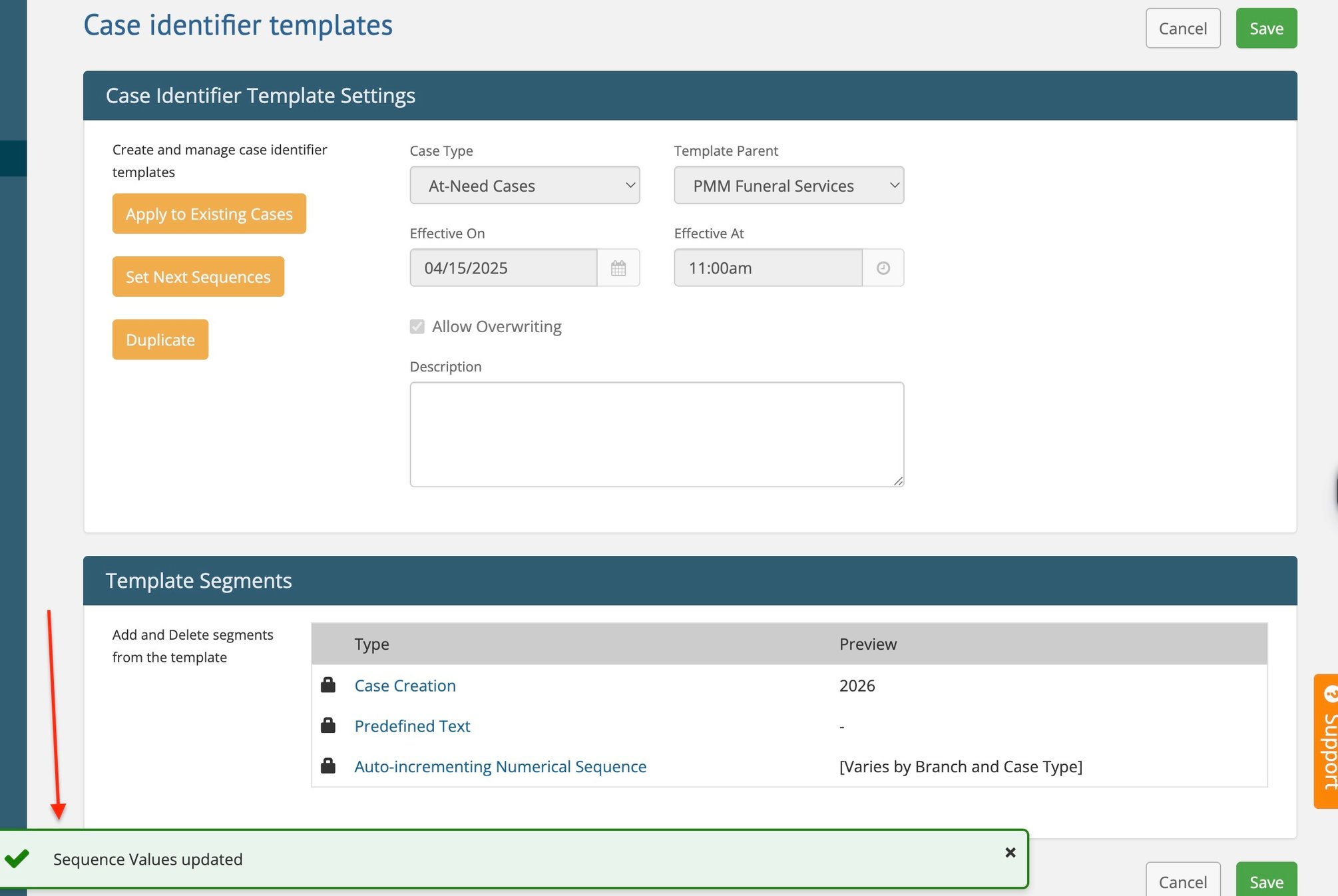 Missing Case Code How to reset the case numbering sequence
