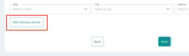 Add obituary photo button on Life page