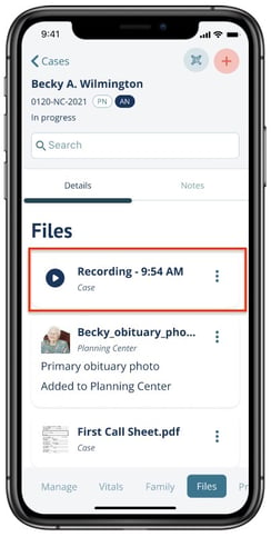 Recording in Files
