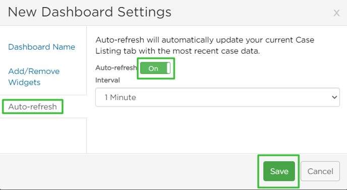 Turn Auto-refresh on and Save.