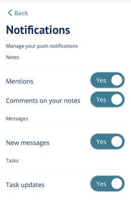 Configure notifications setting
