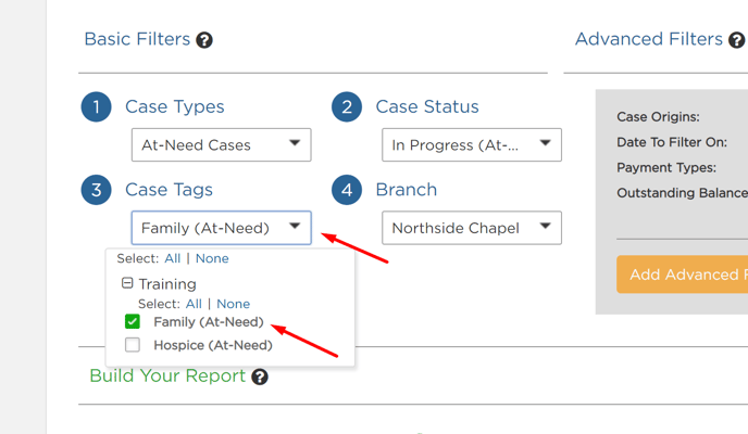 Case Tags field in Report Builder