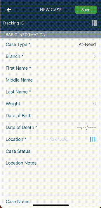 Gif of entering information in old app