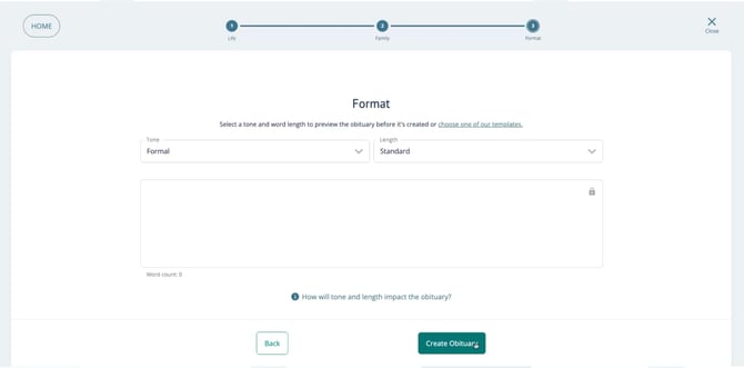 AI writing assistant obituary generator