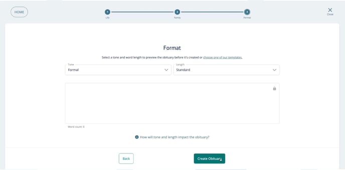 AI writing assistant obituary generator
