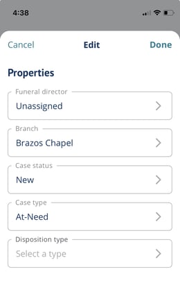 Edit properties modal