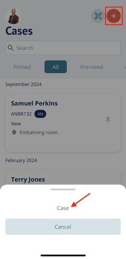 Create case button 