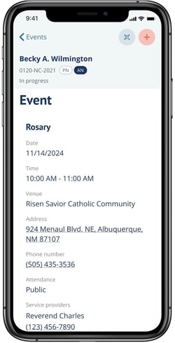 Event details page