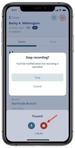 Stop recording button