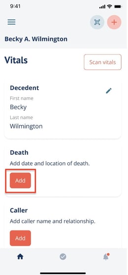 Vitals page