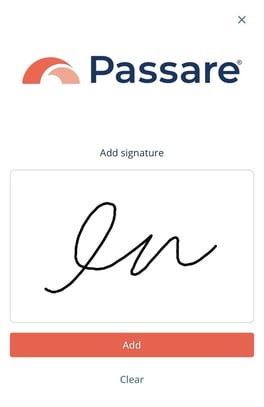 Signature canvas with drawn signature on mobile device