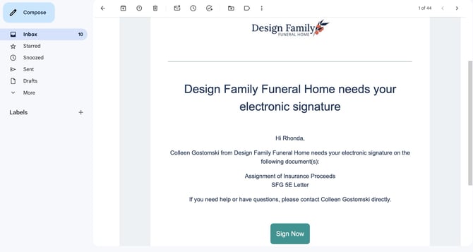 Email to sign documents