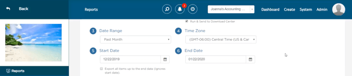 Passare - Report Filters - select Date Range of choice