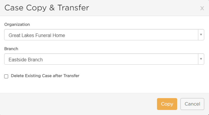 copy and transfer case modal screenshot