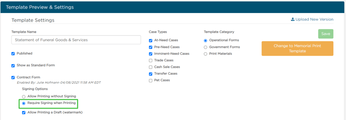 Require Signing when Printing Contract Form