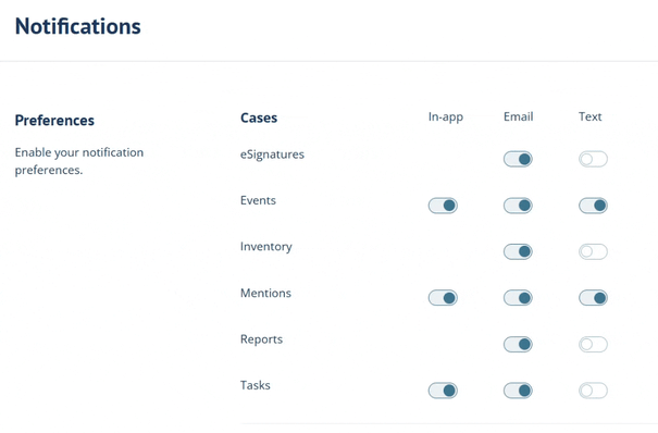 Notification alert toggles