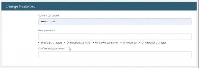 Typing in new password field