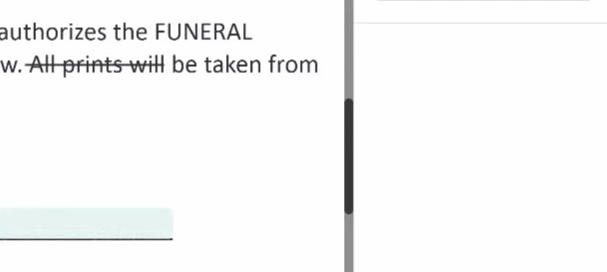 GIF of extending strikethrough line and changing color from black to blue to red