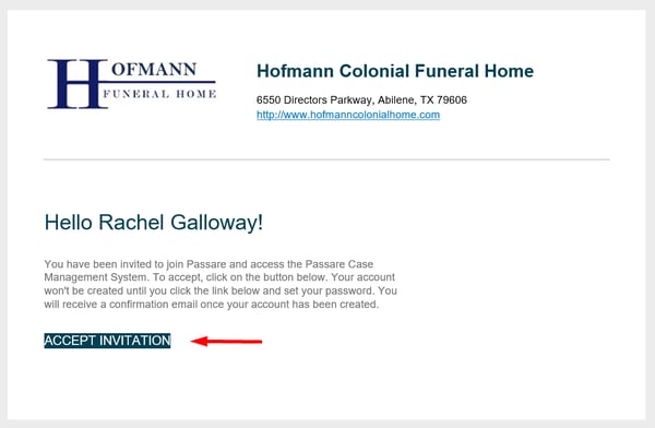 Email invite