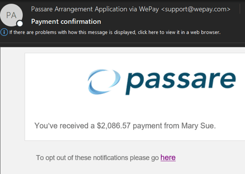 Payment confirmation email