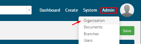 Organization in Admin drop-down