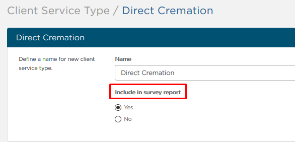 Check Yes or No for Include in survey report