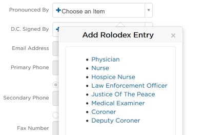 Select type of contact