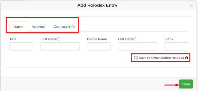 Contact entry modal