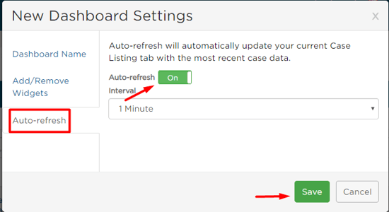 Auto-refresh toggle on in Auto-refresh tab