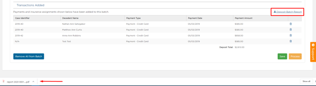 download by clicking "Deposit Batch Report" 