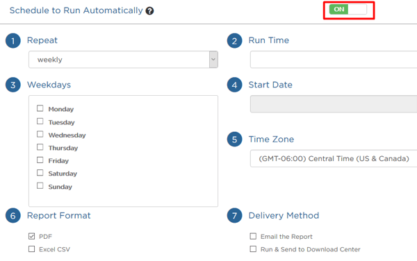 Schedule to Run Automatically toggle on