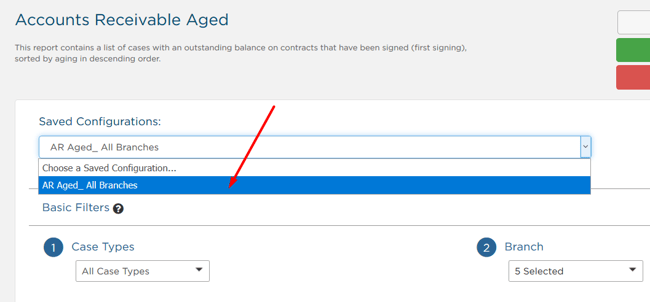 Saved Configurations drop-down