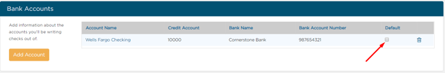 default bank checkbox