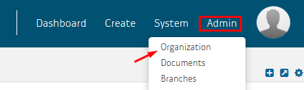 Organization in Admin tab dropdown